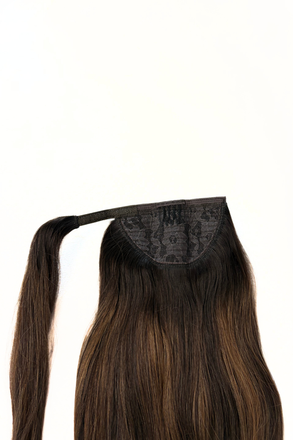 Ponytail Extensions Dark Brown mit warmen Highlights (#2/6/2)