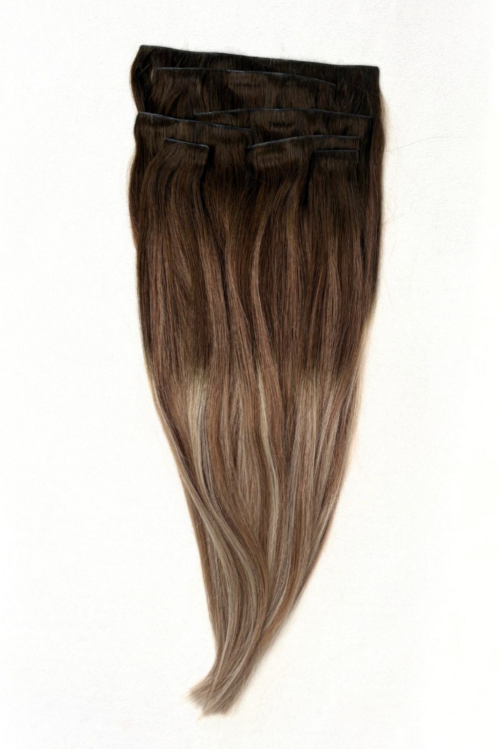 Clip-In Extensions Medium Brown Farbverlauf zu Beige Blonde (#3/8/613)