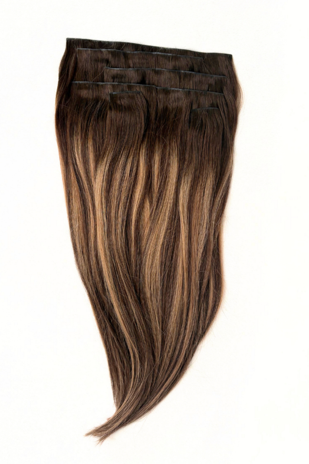 Clip-In Extensions Light Brown mit Golden Blonde Highlights (#4/27/4)