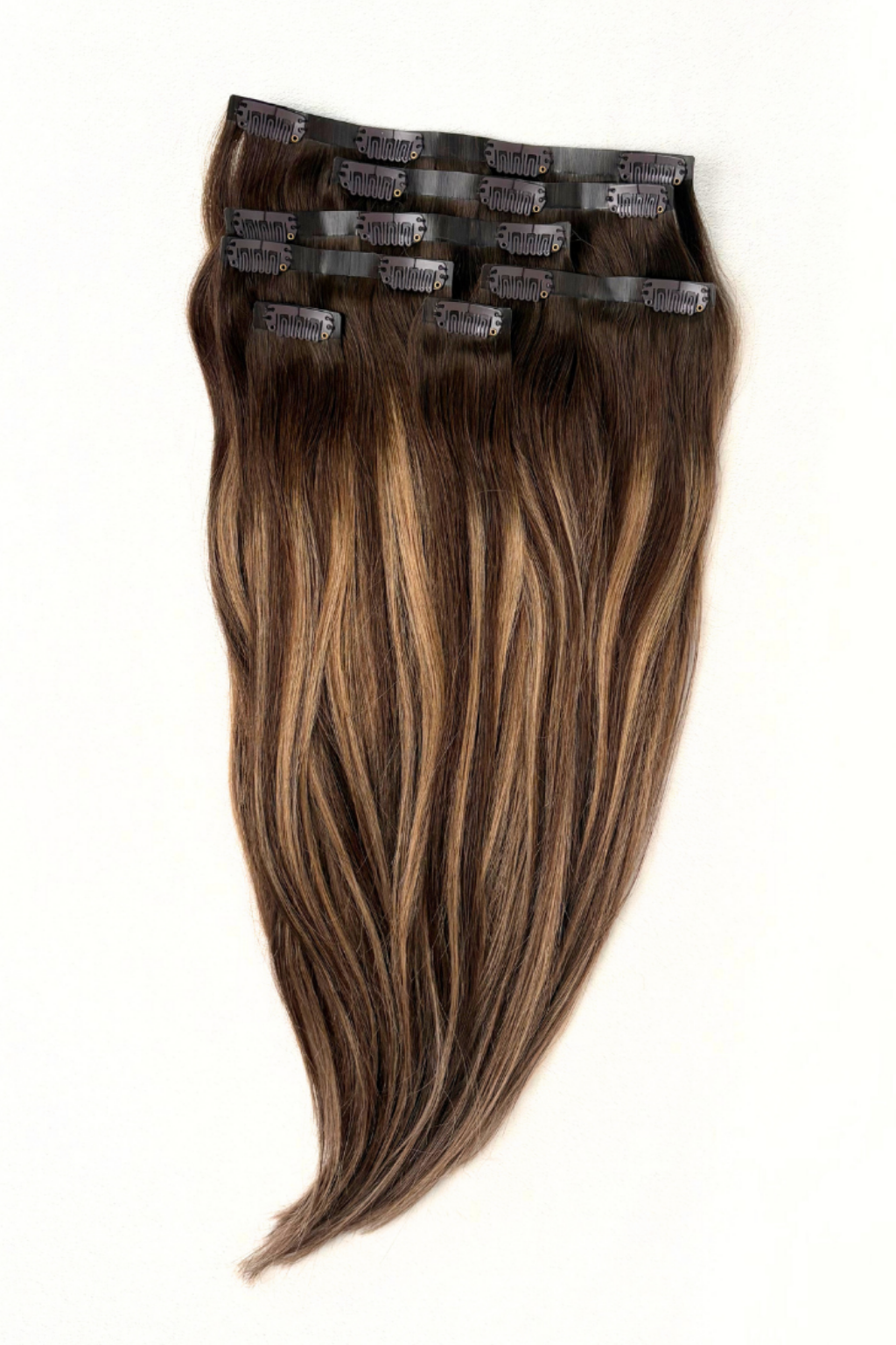 Clip-In Extensions Light Brown mit Golden Blonde Highlights (#4/27/4)