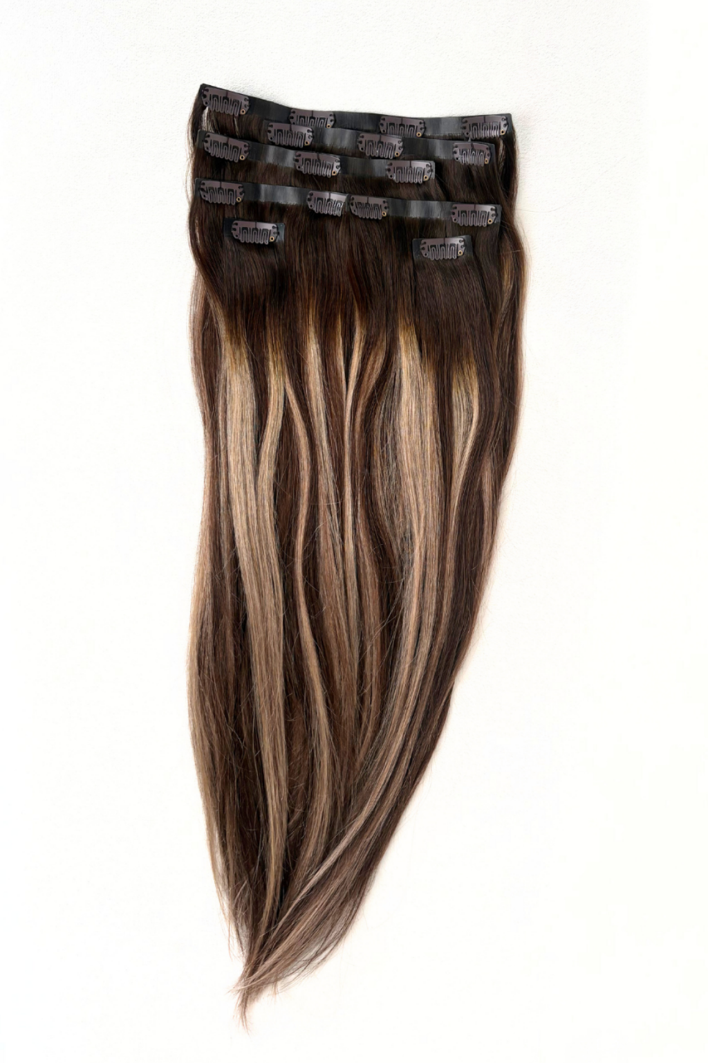 Clip-In Extensions Light Brown mit Honey Highlights (#4B/26/4B)