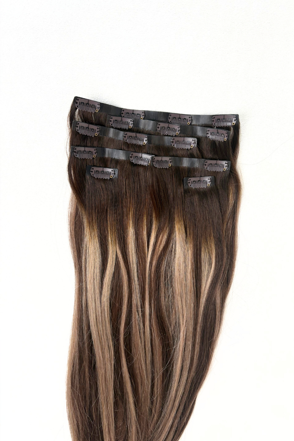 Clip-In Extensions Light Brown mit Honey Highlights (#4B/26/4B)